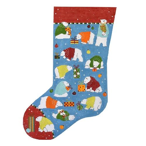 Polar Bear Stocking Painted Canvas Pippin  - 1