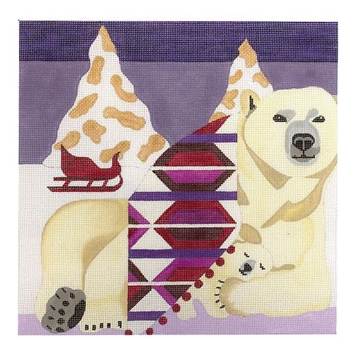 Polar Bear with Cub Painted Canvas Melissa Prince Designs 