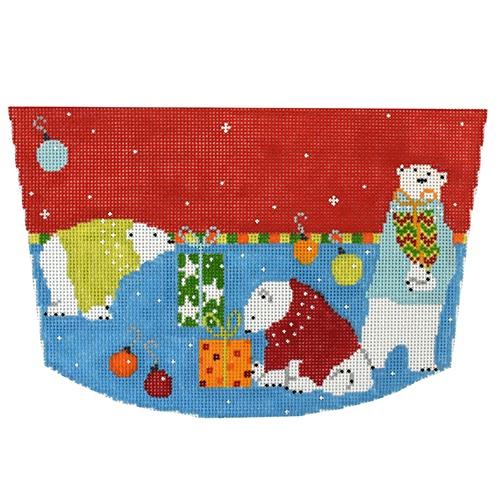 Polar Bears Stocking Cuff Painted Canvas Pippin  - 1