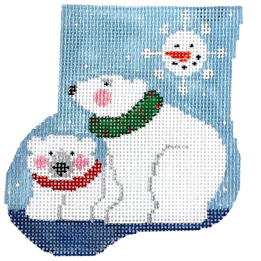 Polar Bears with Polar Bear Insert Mini Stocking Painted Canvas Kathy Schenkel Designs 