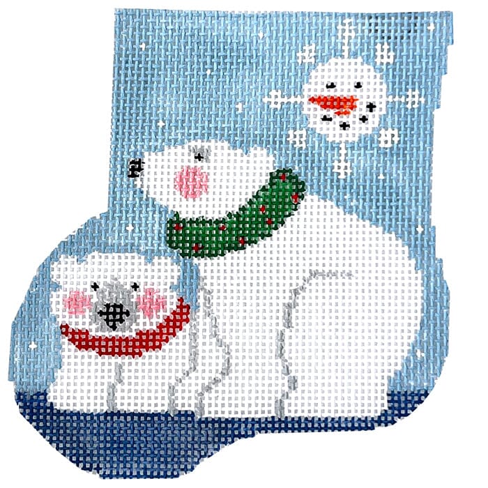 Polar Bears with Polar Bear Insert Mini Stocking Painted Canvas Kathy Schenkel Designs  - 1