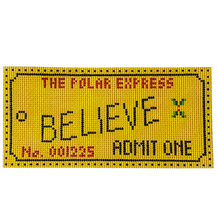 Polar Express Ticket Painted Canvas Jessica Tongel Designs  - 1