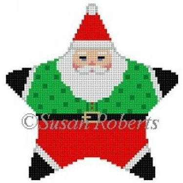 Polka Dots Star Santa Painted Canvas Susan Roberts Needlepoint Designs Inc. 