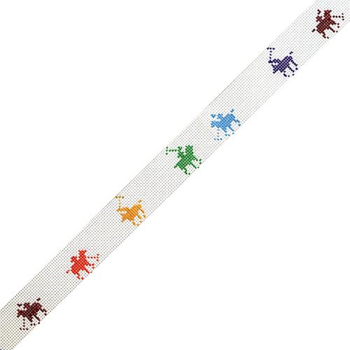 Polo Belt - Multi-Color Horses Painted Canvas The Meredith Collection 