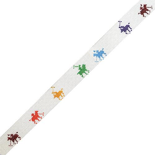 Polo Belt   Multi Color Horses Painted Canvas The Meredith Collection  - 1