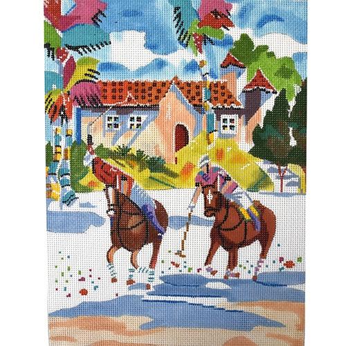 Polo Power Painted Canvas Purple Palm Designs  - 1