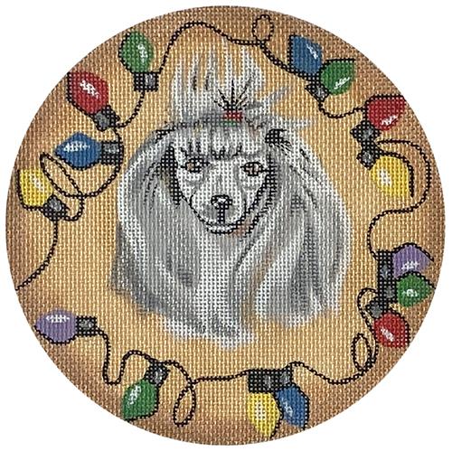 Poodle w/ Lights Ornament Painted Canvas The Meredith Collection 