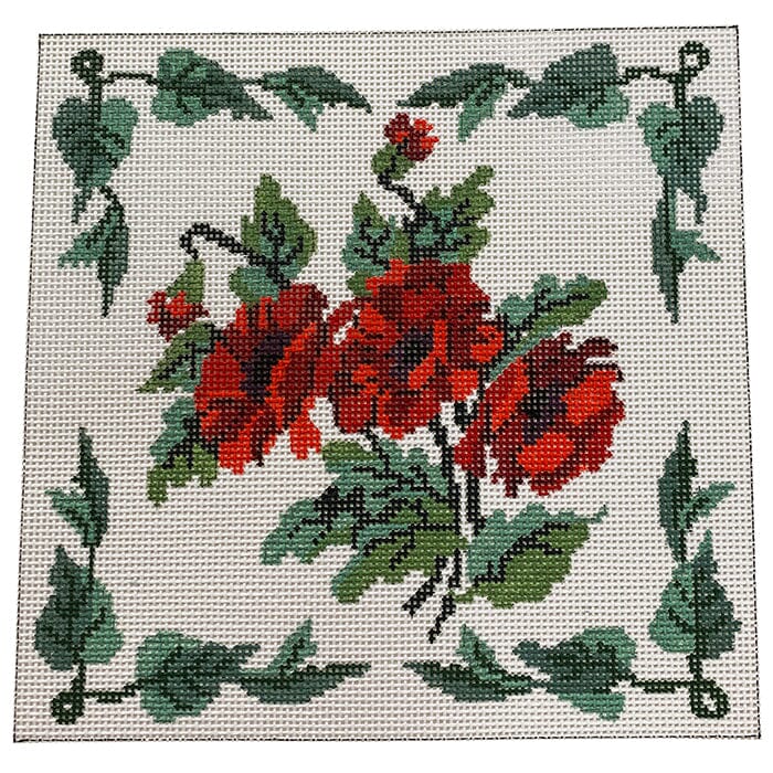 Poppies on 13 mesh Painted Canvas All About Stitching/The Collection Design 
