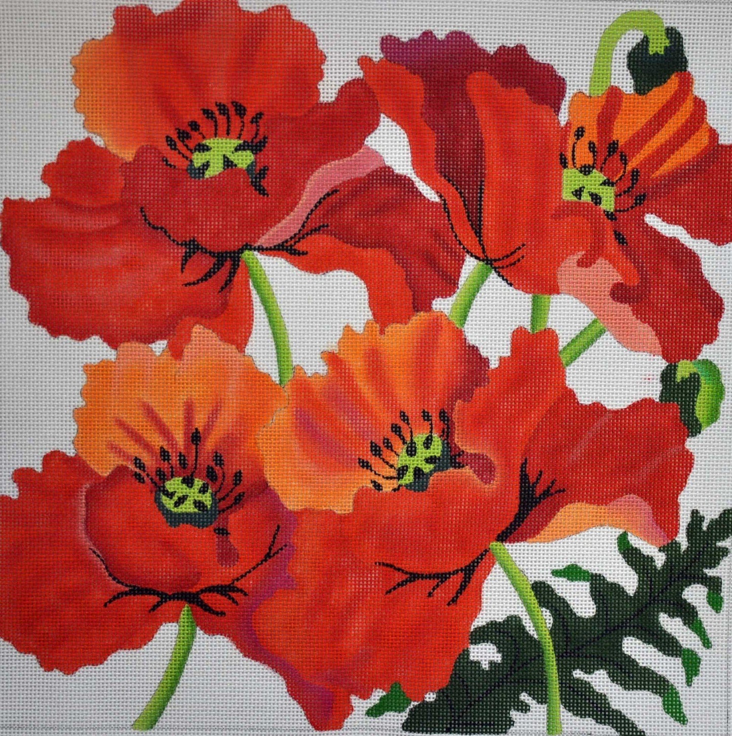 Poppies Revisited Painted Canvas Julie Mar Needlepoint Designs 