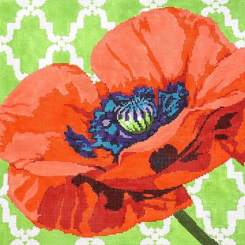Poppy on Lime Painted Canvas The Meredith Collection  - 1