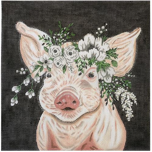 Poppy the Pig with Floral Crown Painted Canvas Painted Pony Designs 