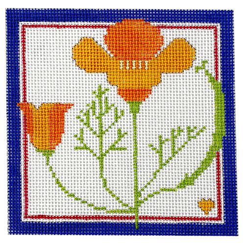 Poppy with Border Painted Canvas Danji Designs  - 1