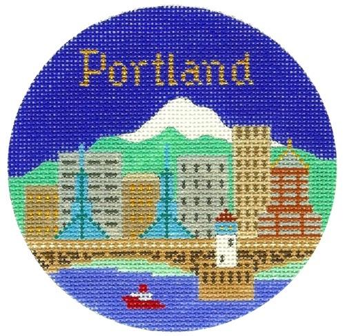 Portland Ornament Painted Canvas Silver Needle  - 1