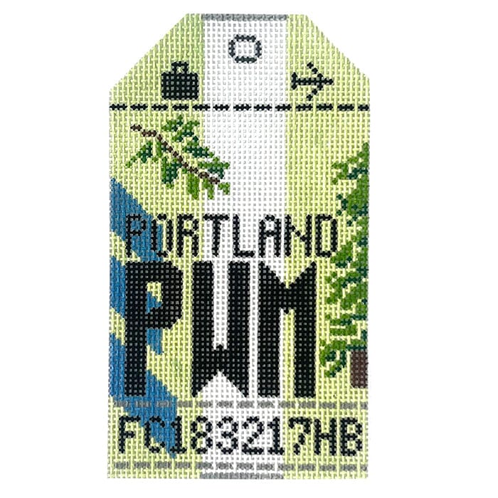 Portland PWM Travel Tag Painted Canvas Hedgehog Needlepoint 