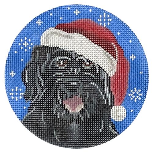Portuguese Water Dog Santa Round Painted Canvas Pepperberry Designs  - 1