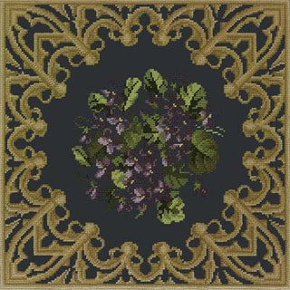 Posy of Violets Needlepoint Kit Kits Elizabeth Bradley Design Black 
