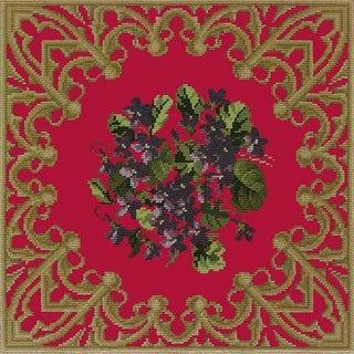 Posy of Violets Needlepoint Kit Kits Elizabeth Bradley Design Bright Red 
