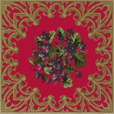 Posy of Violets Needlepoint Kit Kits Elizabeth Bradley Design Bright Red 
