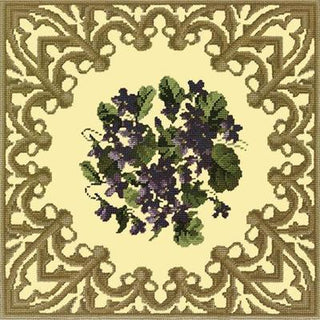 Posy of Violets Needlepoint Kit Kits Elizabeth Bradley Design Butter Yellow 
