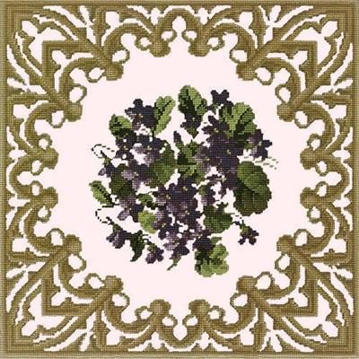 Posy of Violets Needlepoint Kit Kits Elizabeth Bradley Design Cream 
