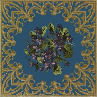 Posy of Violets Needlepoint Kit Kits Elizabeth Bradley Design Dark Blue 
