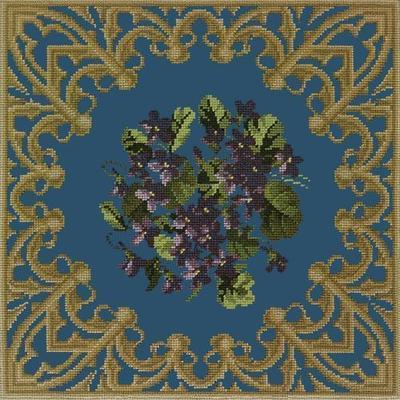 Posy of Violets Needlepoint Kit Kits Elizabeth Bradley Design Dark Blue 
