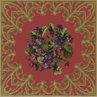 Posy of Violets Needlepoint Kit Kits Elizabeth Bradley Design Dark Red 
