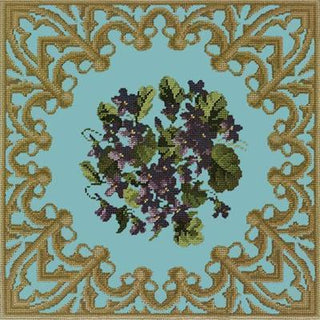 Posy of Violets Needlepoint Kit Kits Elizabeth Bradley Design Duck Egg Blue 
