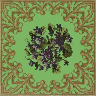 Posy of Violets Needlepoint Kit Kits Elizabeth Bradley Design Grass Green 
