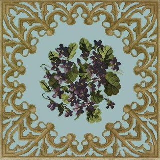 Posy of Violets Needlepoint Kit Kits Elizabeth Bradley Design Pale Blue 
