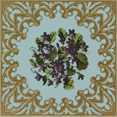 Posy of Violets Needlepoint Kit Kits Elizabeth Bradley Design Pale Blue 
