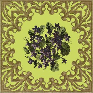 Posy of Violets Needlepoint Kit Kits Elizabeth Bradley Design Pale Lime 
