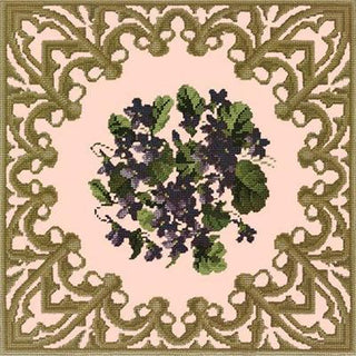 Posy of Violets Needlepoint Kit Kits Elizabeth Bradley Design Salmon Pink 

