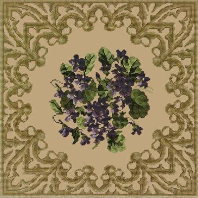 Posy of Violets Needlepoint Kit Kits Elizabeth Bradley Design Sand 