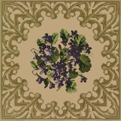 Posy of Violets Needlepoint Kit Kits Elizabeth Bradley Design Sand 
