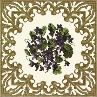 Posy of Violets Needlepoint Kit Kits Elizabeth Bradley Design Winter White 
