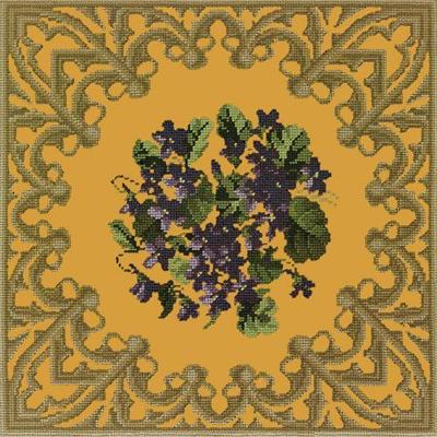 Posy of Violets Needlepoint Kit Kits Elizabeth Bradley Design Yellow 