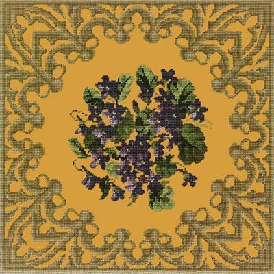 Posy of Violets Needlepoint Kit Kits Elizabeth Bradley Design Yellow 
