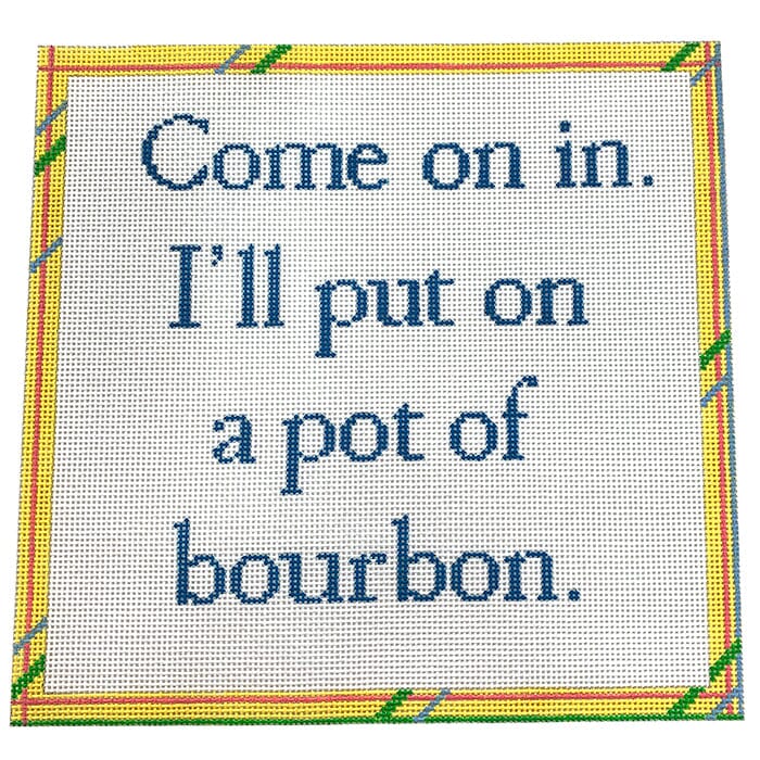 Pot of Bourbon Painted Canvas All About Stitching/The Collection Design 