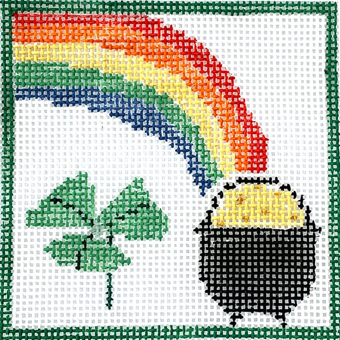 Pot of Gold Coaster Painted Canvas Kathy Schenkel Designs 
