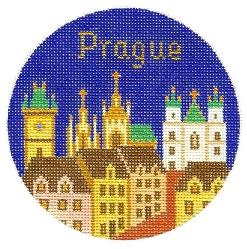 Prague Ornament Painted Canvas Silver Needle  - 1