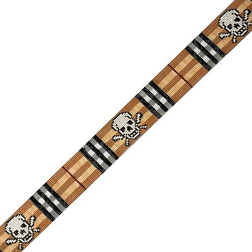 Preppy Plaid Belt   Skull and Crossbones Painted Canvas The Meredith Collection  - 1