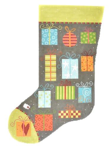 Presents Stocking Painted Canvas Pippin  - 1