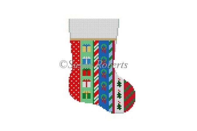 Presents Vertical Stripe Painted Canvas Susan Roberts Needlepoint Designs Inc.  - 1