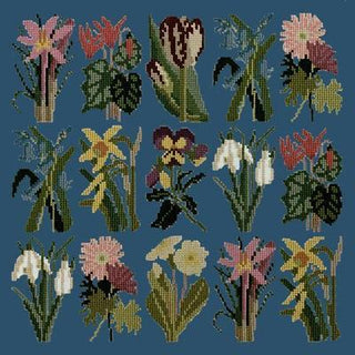 Primavera Needlepoint Kit Kits Elizabeth Bradley Design Dark Blue 
