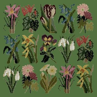 Primavera Needlepoint Kit Kits Elizabeth Bradley Design Dark Green 

