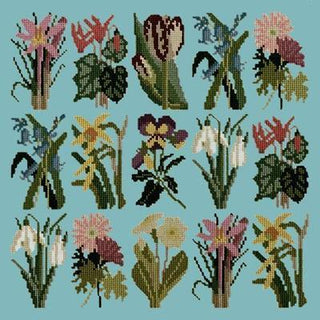 Primavera Needlepoint Kit Kits Elizabeth Bradley Design Duck Egg Blue 
