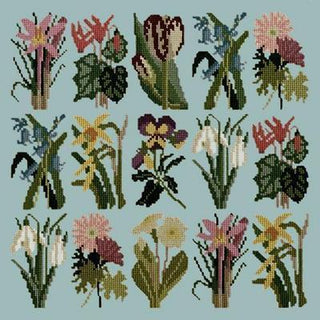 Primavera Needlepoint Kit Kits Elizabeth Bradley Design Pale Blue 
