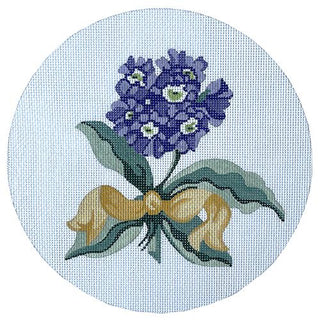Primrose Bouquet Circle Pillow Painted Canvas Silver Needle 
