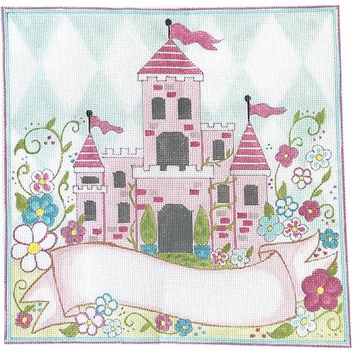 Princess Castle Birth Announcement Painted Canvas Alice Peterson Company  - 1